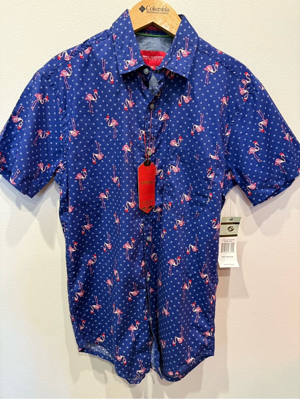 O'Neill Navy Blue Short-Sleeve Flamingo Print Shirt